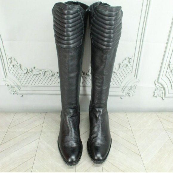 Kenneth Cole Think Ur Tough Black Leather Back Zip Tall Boots Size 6 M - Picture 5 of 9